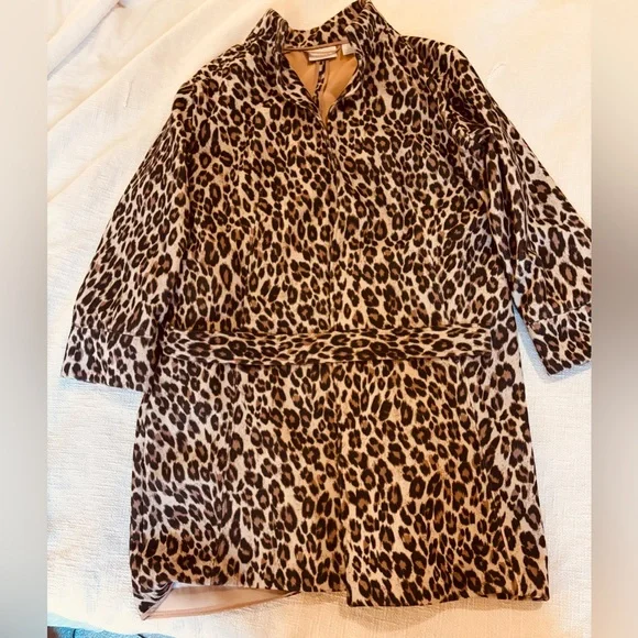 Chico’s Leopard Pattern Coat w/ Belt Women’s Size 2 Statement Bold RN #79984 - Picture 7 of 13